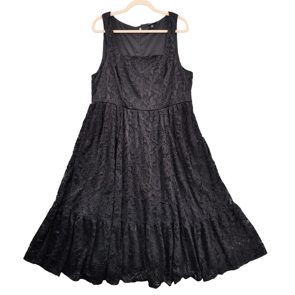 Torrid Women Gothic Whimsigoth Lace Fit & Flare Dress 16 Black Floral Pockets
